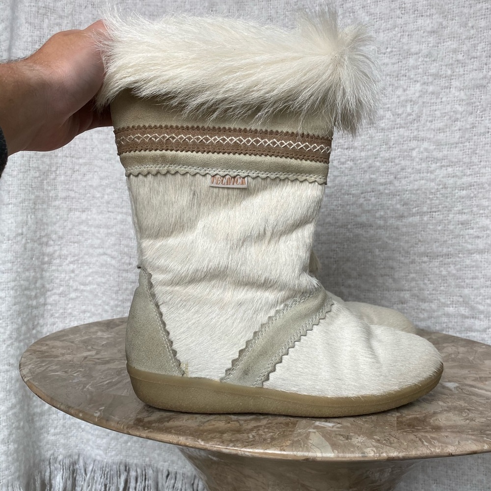 Tecnica Womens Vintage White Goat Fur Winter